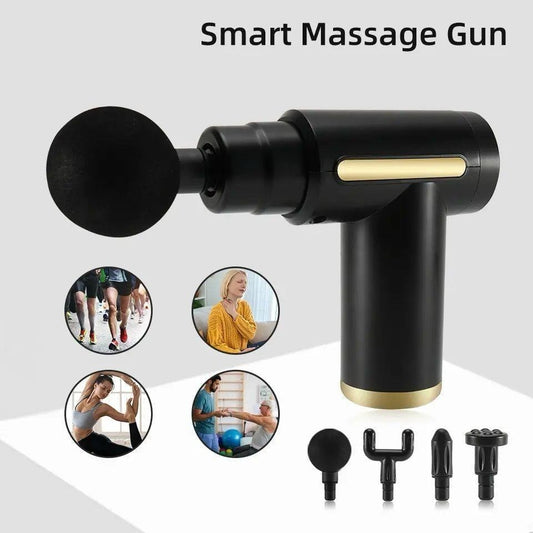 Elite 4-in-1 Smart Percussion Massage Gun – High-Intensity Deep Tissue Recovery Kit with 4 Interchangeable Heads – Free Delivery