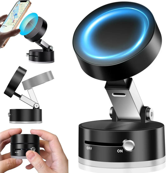 Universal Double-Sided Vacuum Magnetic Phone Holder – 360° Folding Swivel Suction Stand – Free Delivery