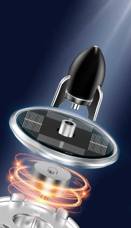 Solar Powered Speech Rocket Car Air Freshener – 360° Rotating Fragrance Diffuser & Dashboard Decor – Free Delivery