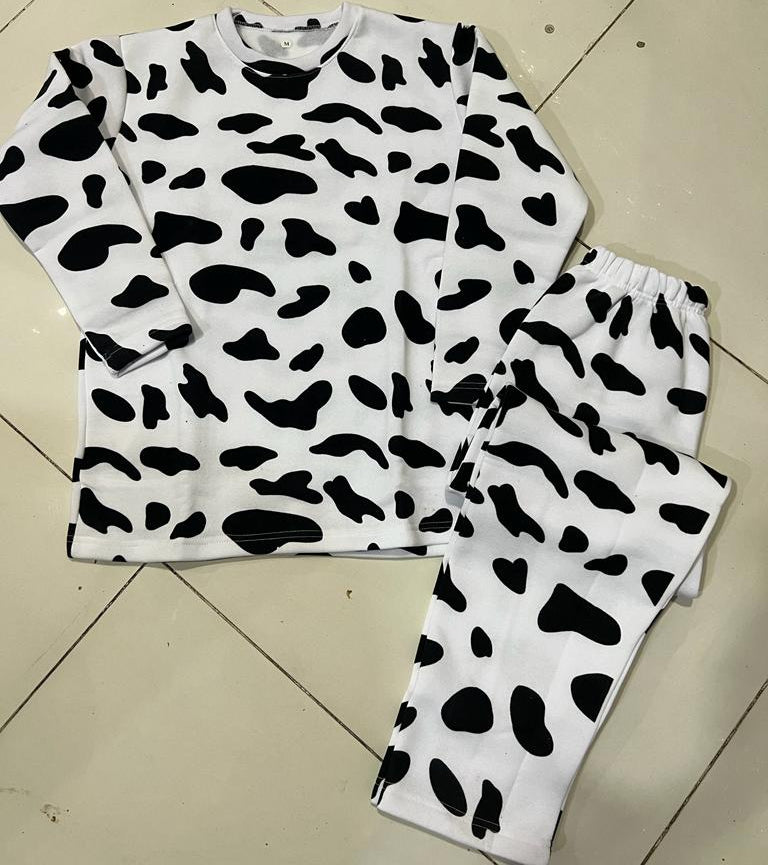 White Cow Printed Tracksuit – Stylish Design, Smooth Comfort & Durable Stitching – Free Delivery
